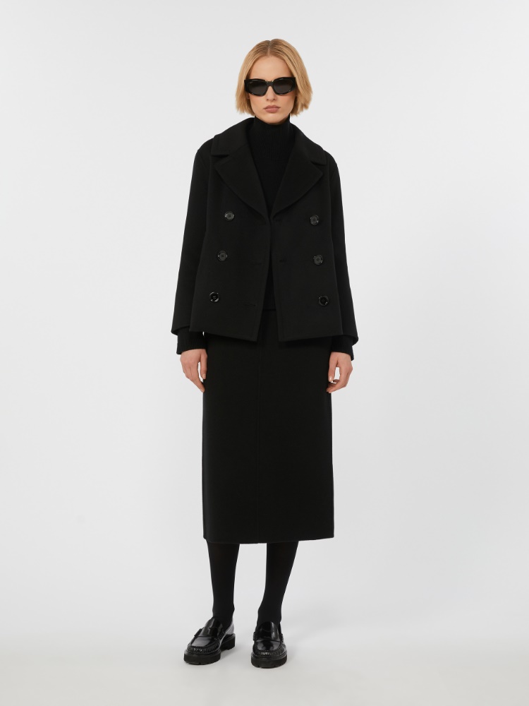 Wool and cashmere cropped polo-neck sweater - BLACK - Max Mara