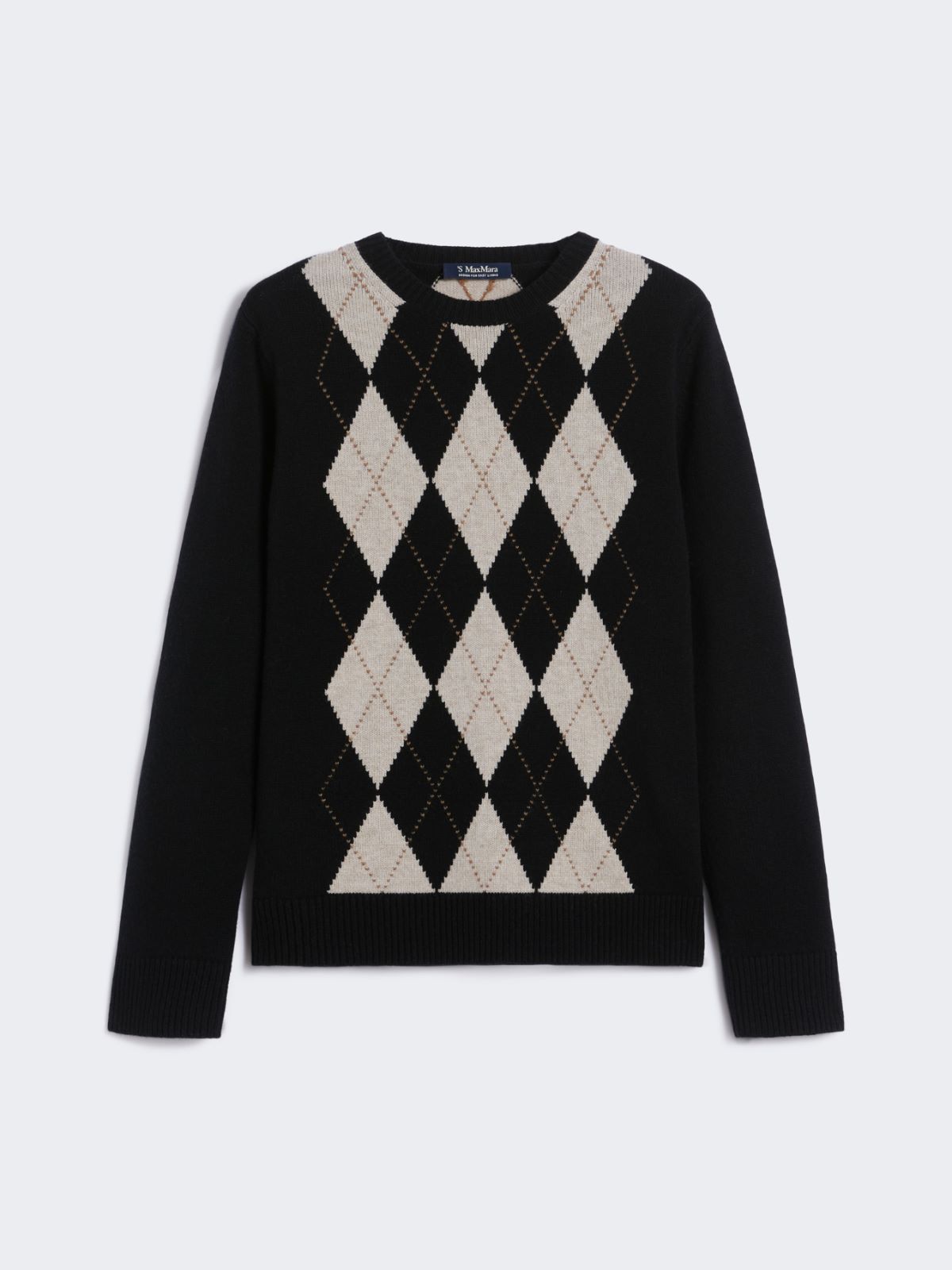 Argyle wool and cashmere sweater - BLACK - Max Mara - 9