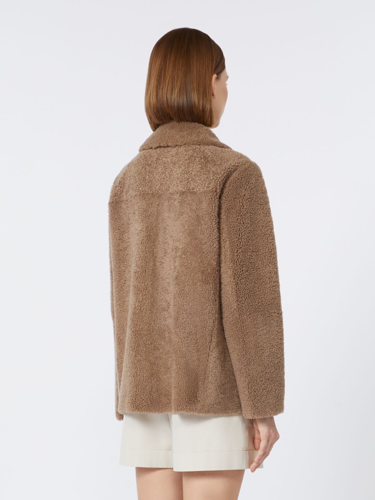 Curly sheepskin pea coat - CAMEL - Max Mara - 3