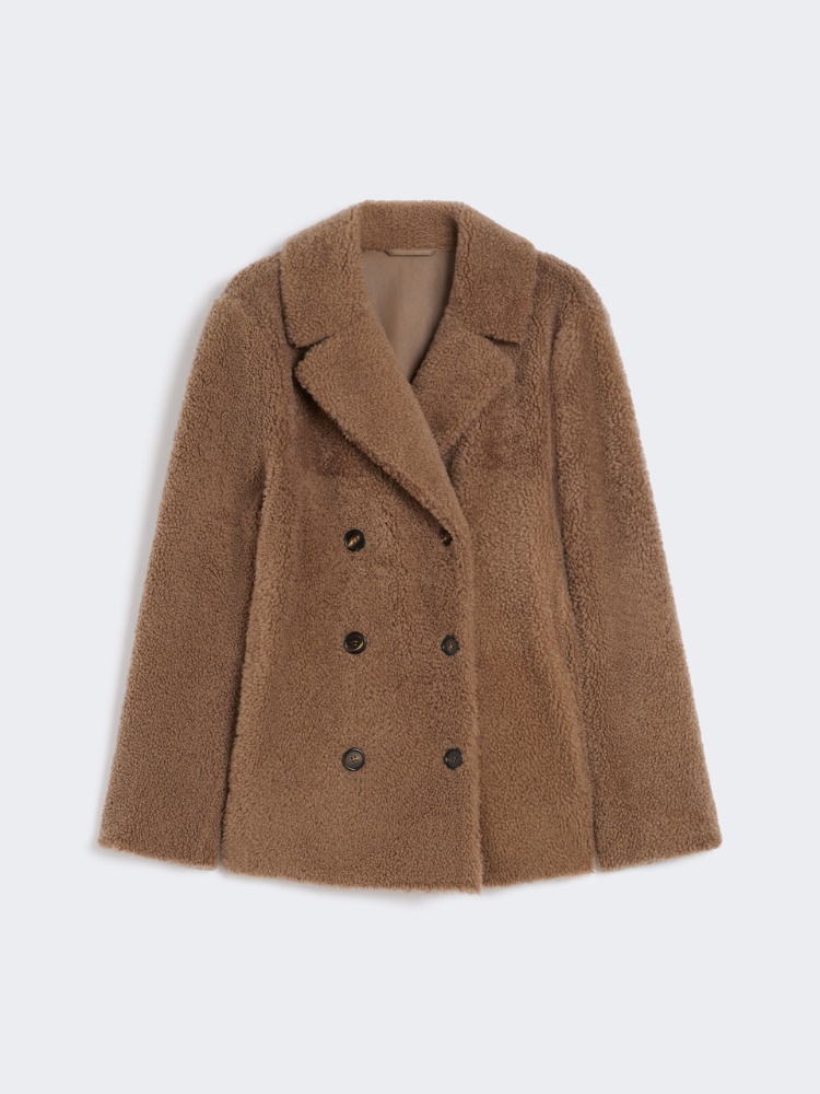 Curly sheepskin pea coat - CAMEL - Max Mara