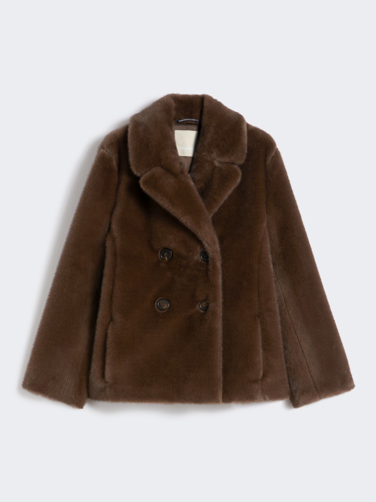 Double-breasted jacket with a fluffy texture - BROWN - Max Mara