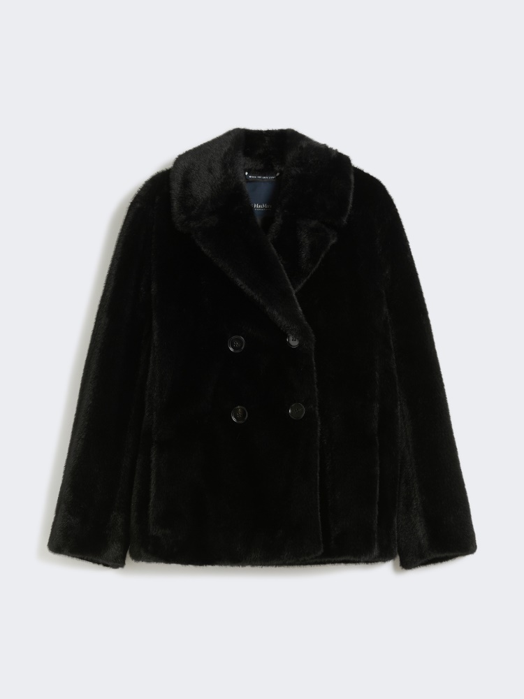 Double-breasted jacket with a fluffy texture - BLACK - Max Mara