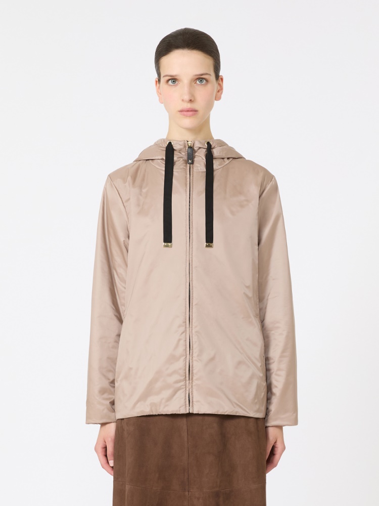 Padded, hooded jacket in water-repellent canvas, turtledove