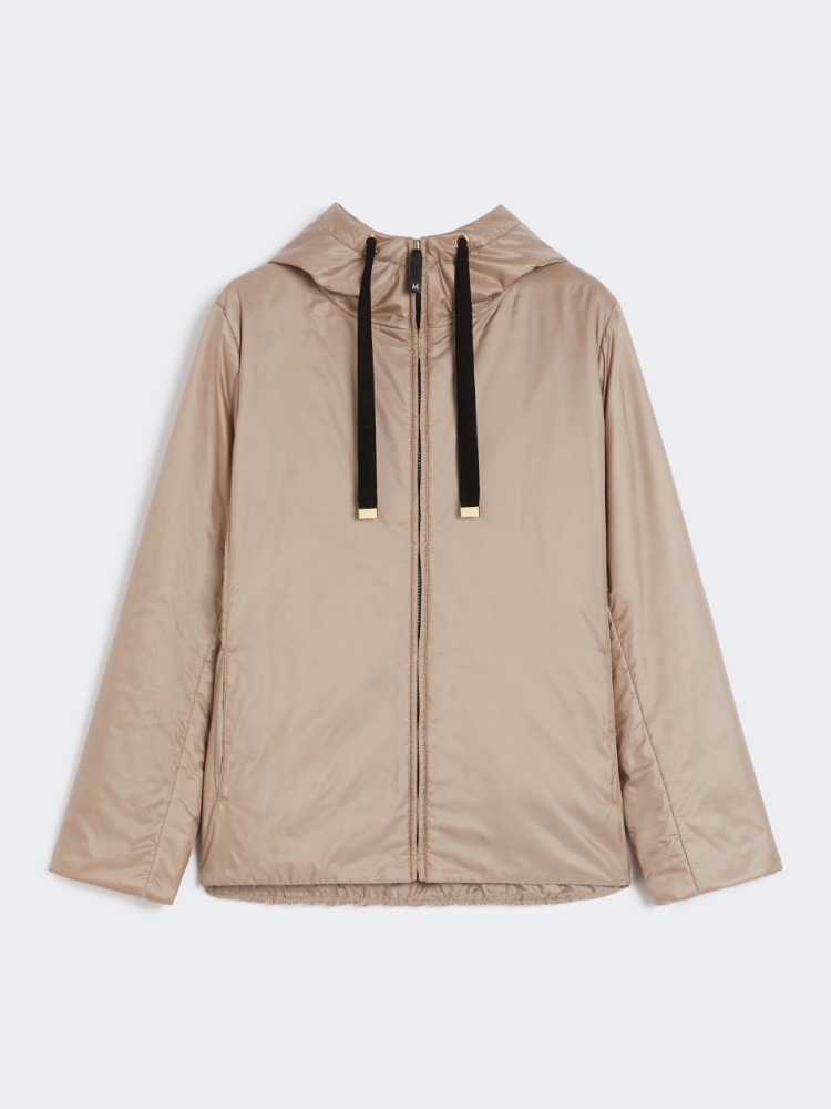 Padded, hooded jacket in water-repellent canvas, turtledove