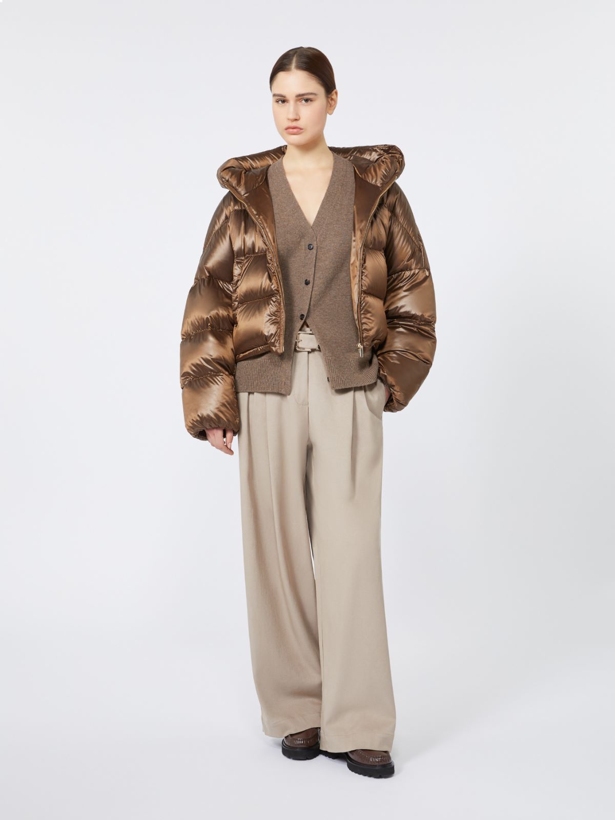 Down jacket in water-repellent nylon fabric - BEIGE GOLDEN - Max Mara