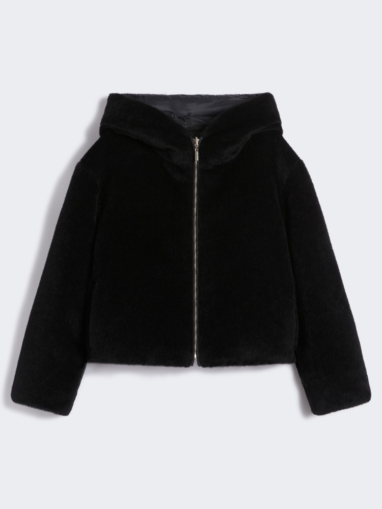 Short, reversible alpaca and wool padded jacket - BLACK - Max Mara