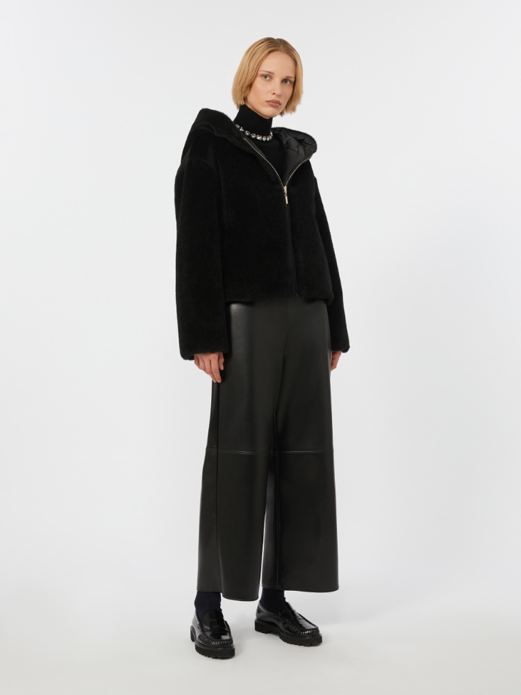 Short, reversible alpaca and wool padded jacket - BLACK - Max Mara