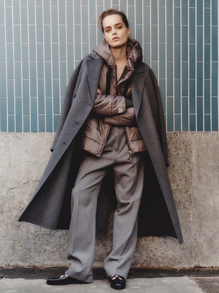 Padded, hooded jacket in water-repellent canvas + DARK GREY - Max Mara