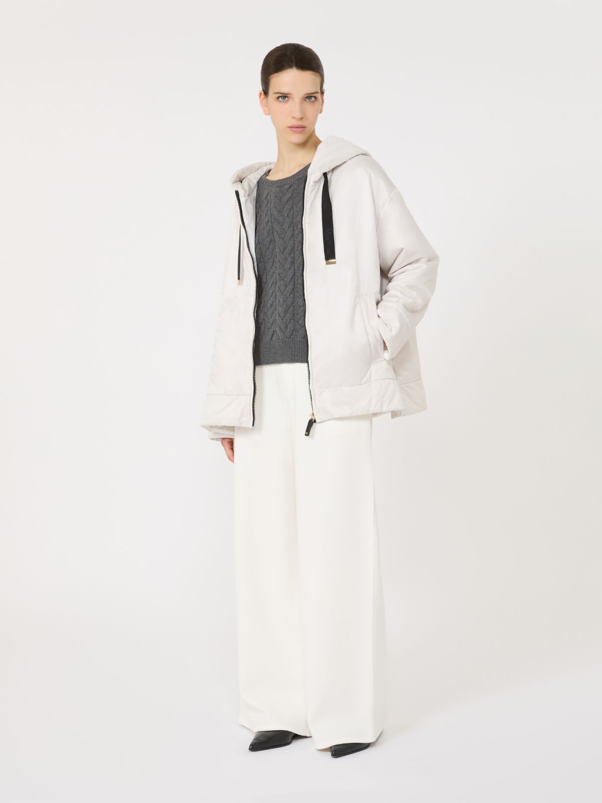 Padded, hooded jacket in water-repellent canvas - WHITE - Max Mara