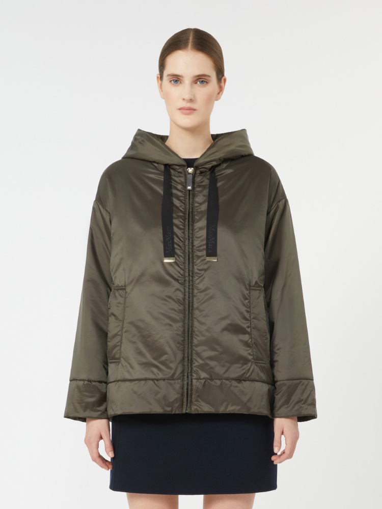 Padded, hooded jacket in water-repellent canvas, kaki