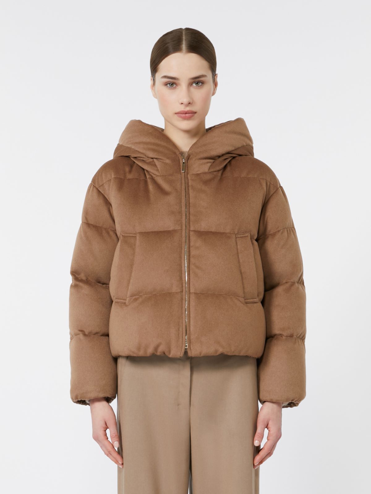 Reversible down jacket in camel drap and water-repellent taffeta - BEIGE - Max Mara - 2