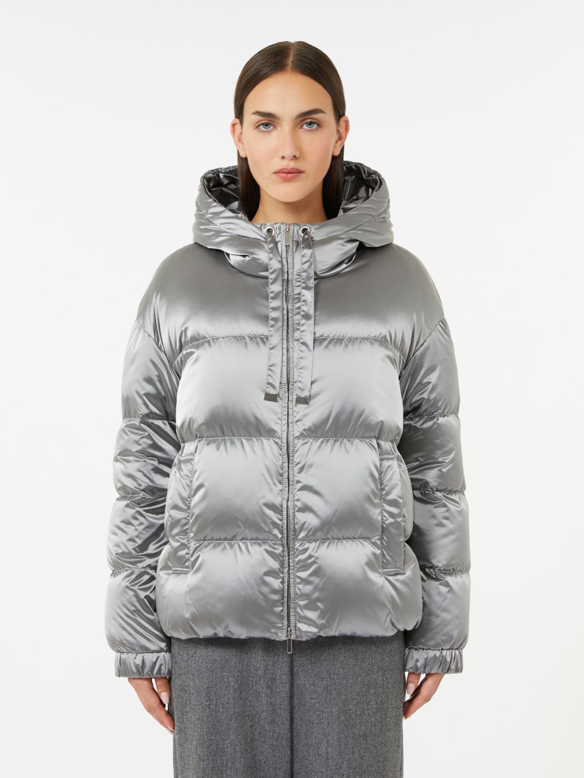 Daunenjacke aus wasserabweisendem Funktionssatin - MITTELGRAU - Max Mara - 2