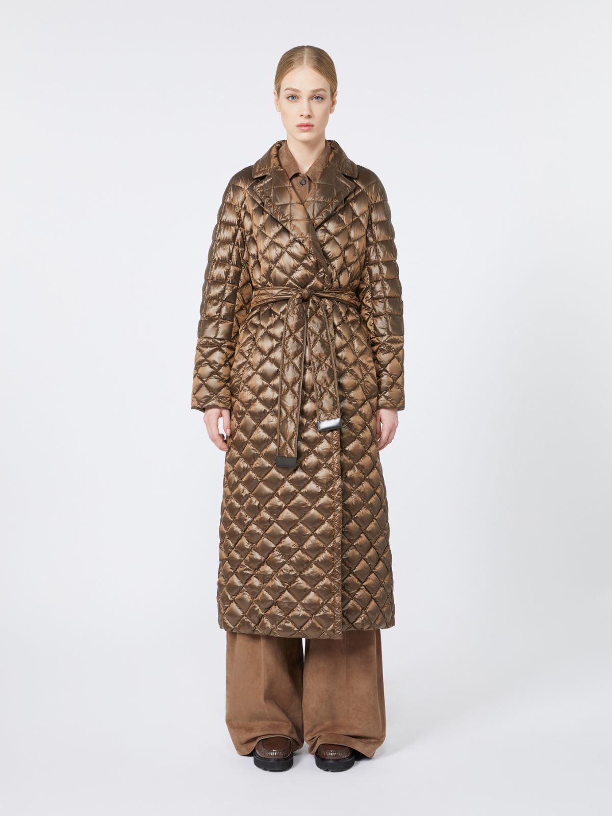 Long quilted down jacket in water-repellent fabric - BEIGE GOLDEN - Max Mara - 2