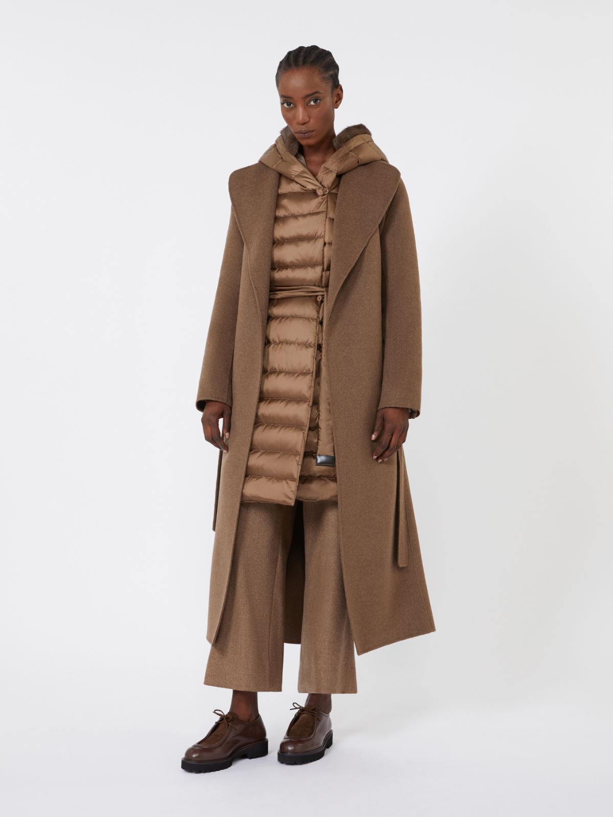 Reversible down jacket in water-repellent satin - BROWN - Max Mara