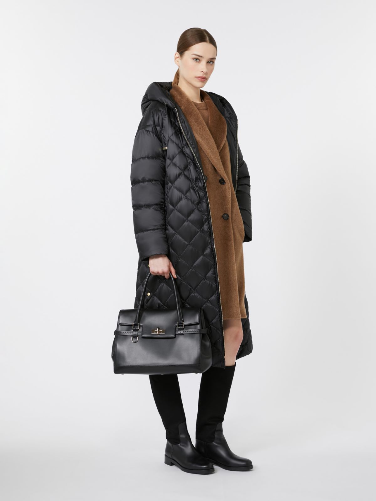 Doudoune longue matelassée en toile imperméable - NOIR - Max Mara