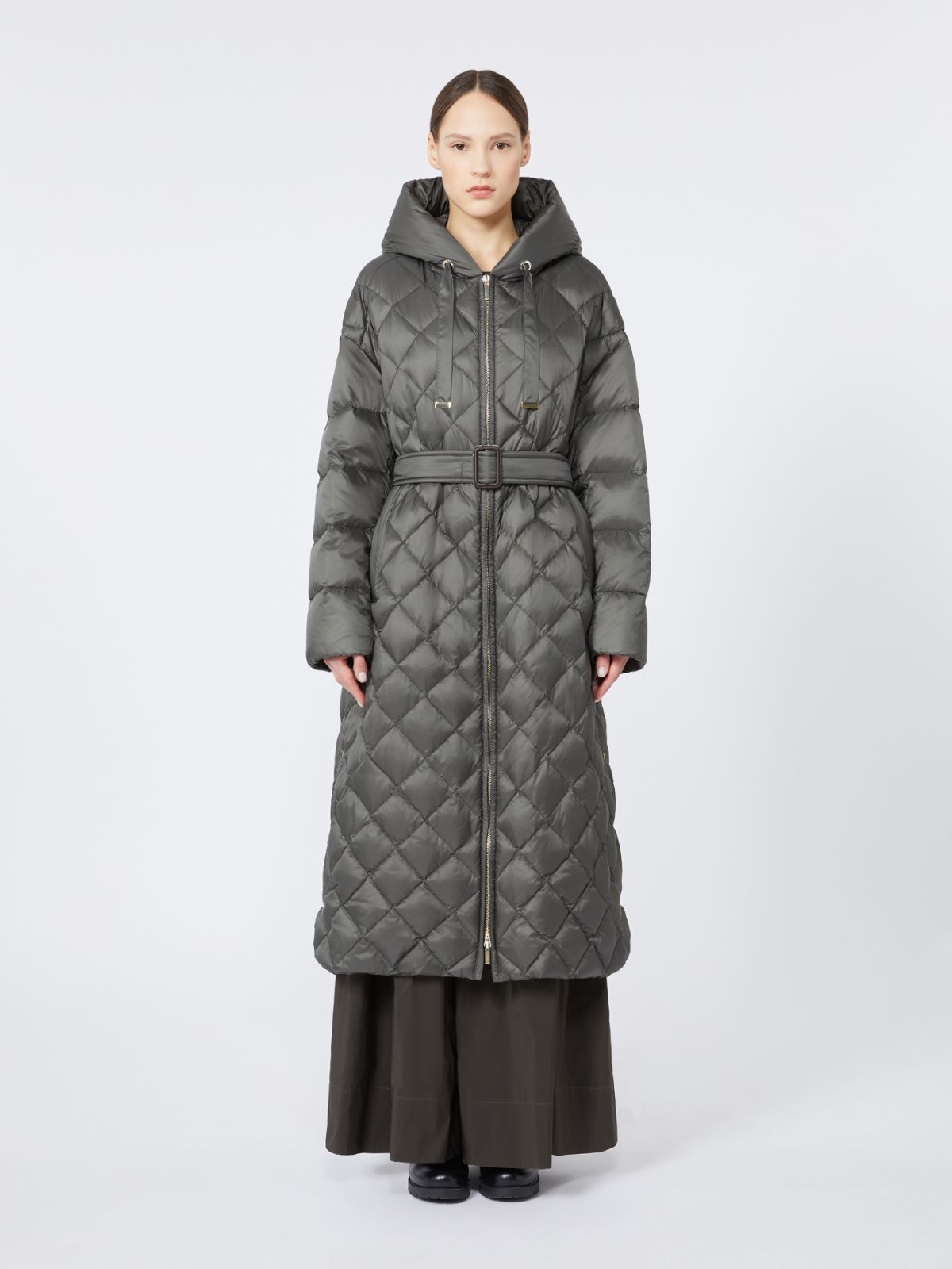 Long quilted down jacket in water-repellent fabric - GREEN - Max Mara - 2