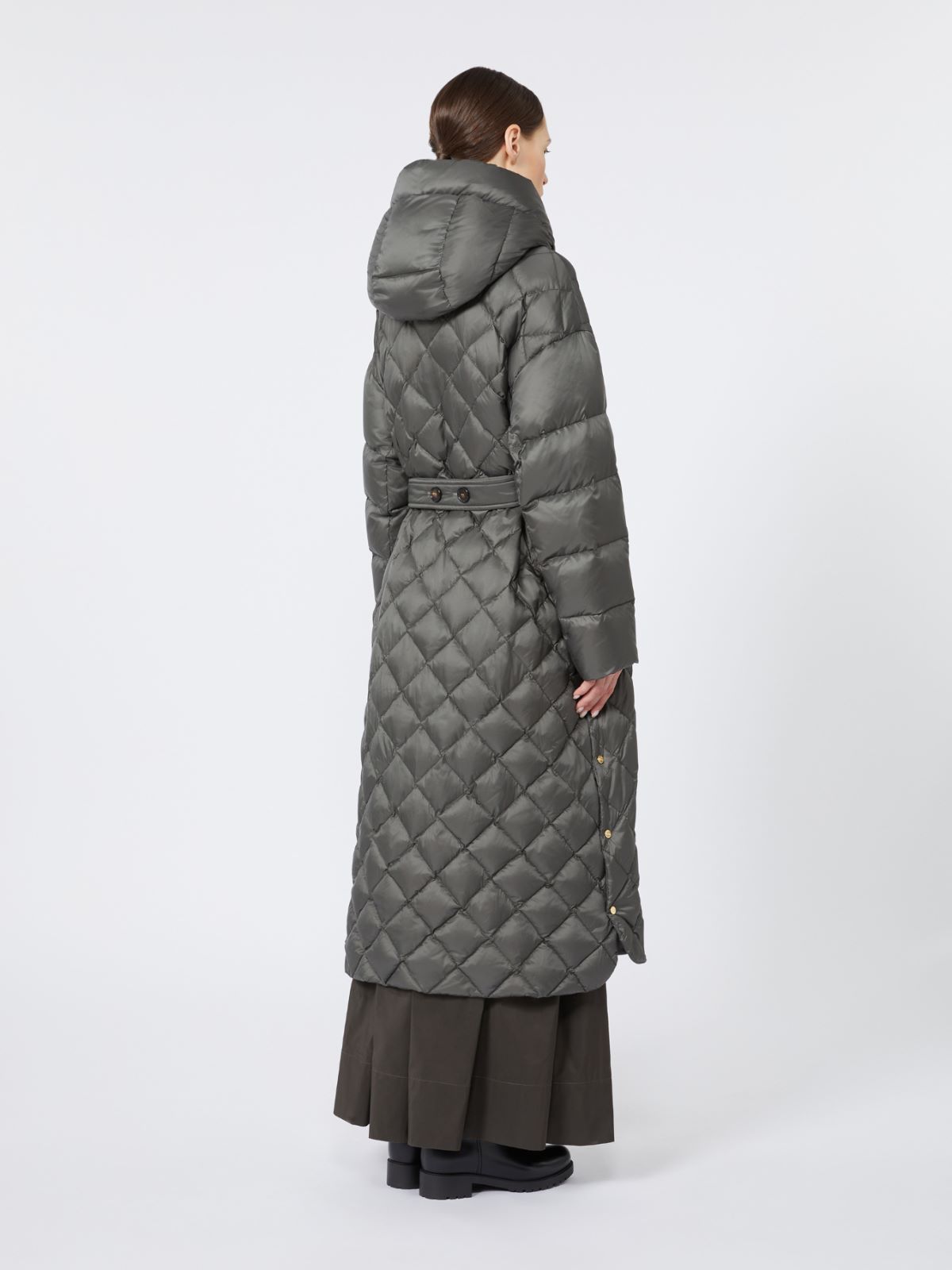 Long quilted down jacket in water-repellent fabric - GREEN - Max Mara - 3