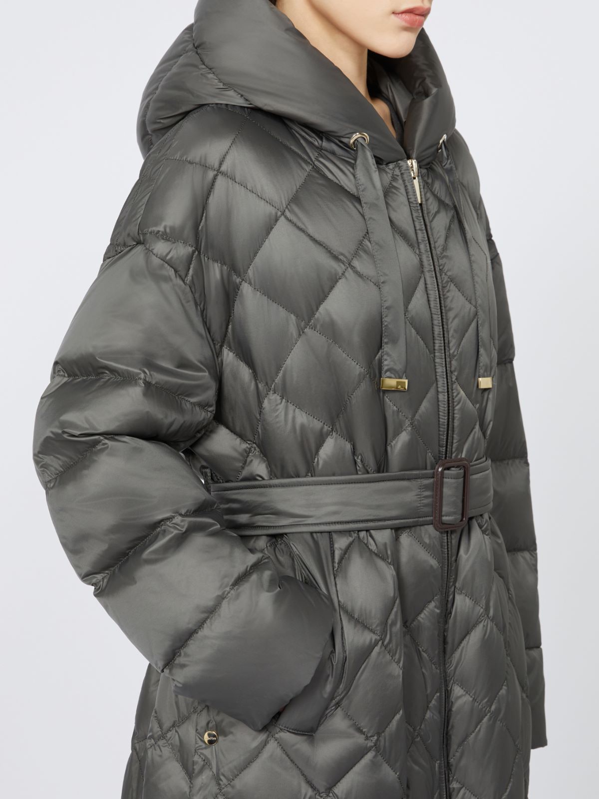 Long quilted down jacket in water-repellent fabric - GREEN - Max Mara - 4