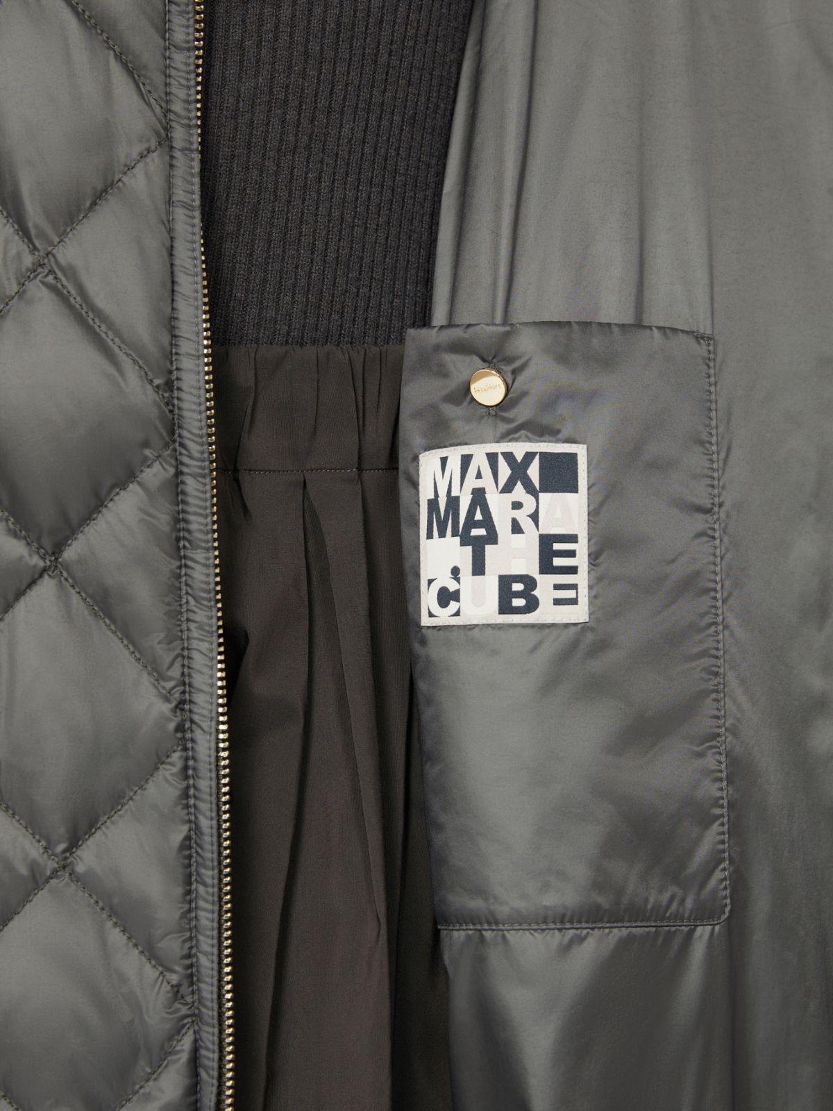 Long quilted down jacket in water-repellent fabric - GREEN - Max Mara - 11