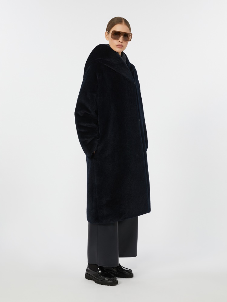 Reversible down jacket in water-repellent fabric and faux fur - MIDNIGHTBLUE - Max Mara
