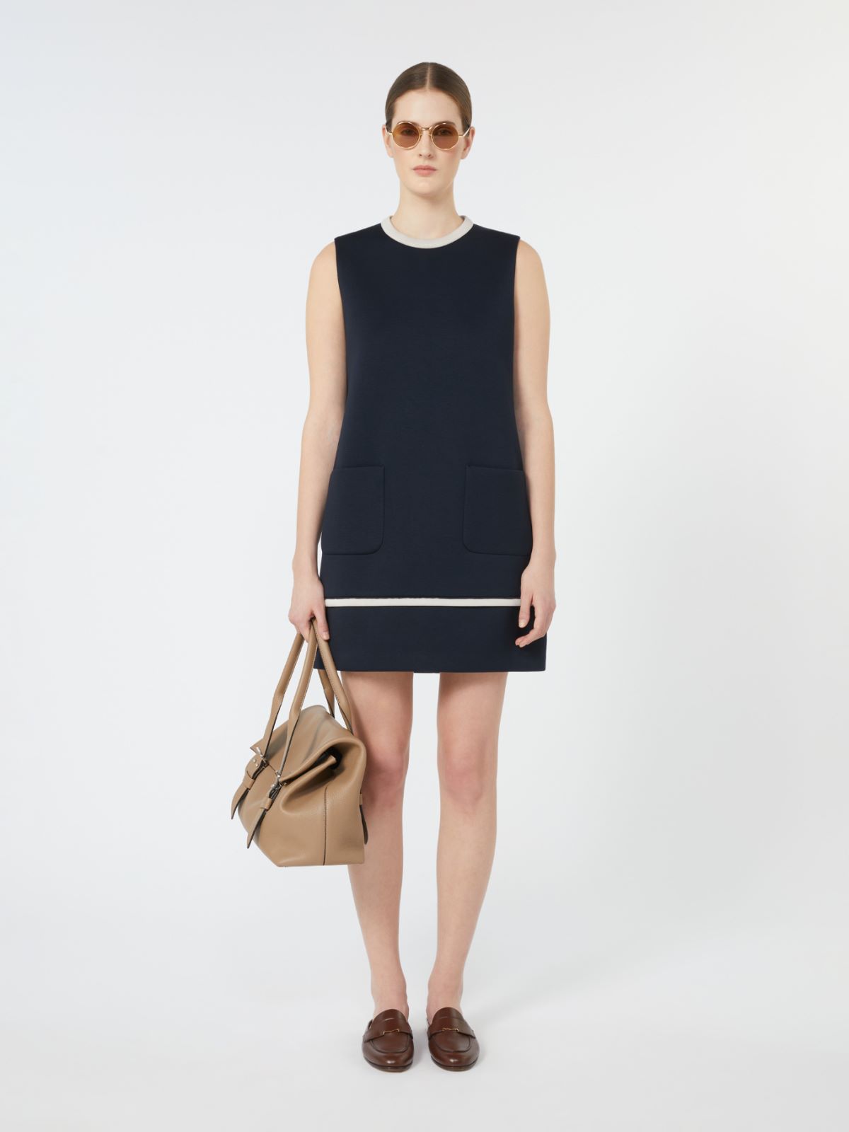 S MaxMara フレアワンピース ロング ウエストベルト ネイビー