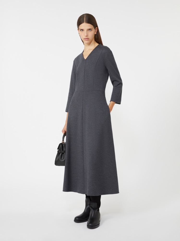 Piqué jersey dress - DARK GREY - Max Mara