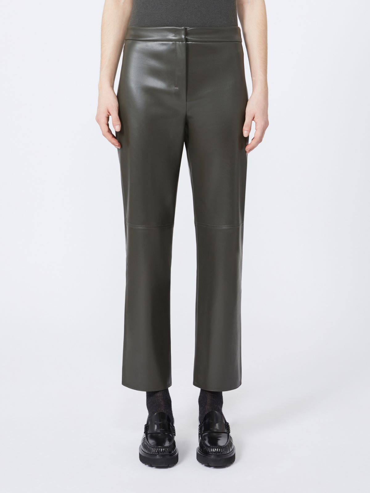 Coated fabric slim trousers - GREEN - Max Mara - 2