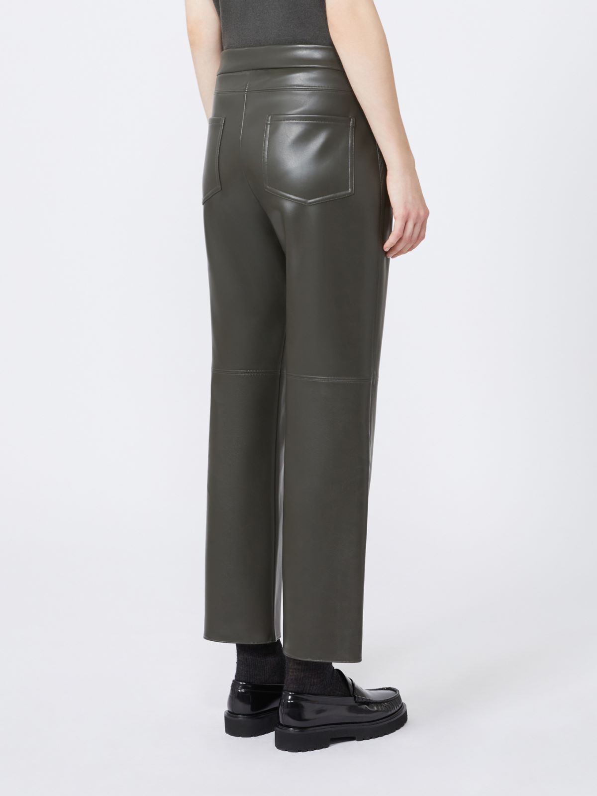 Coated fabric slim trousers - GREEN - Max Mara - 3
