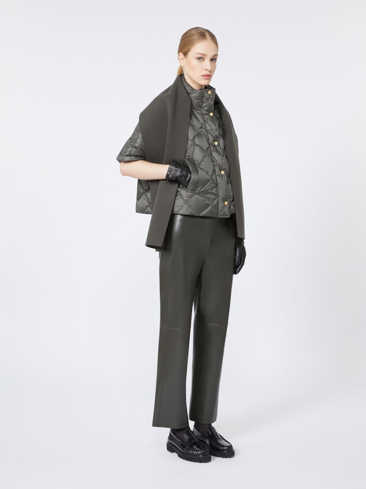 Coated fabric slim trousers - GREEN - Max Mara