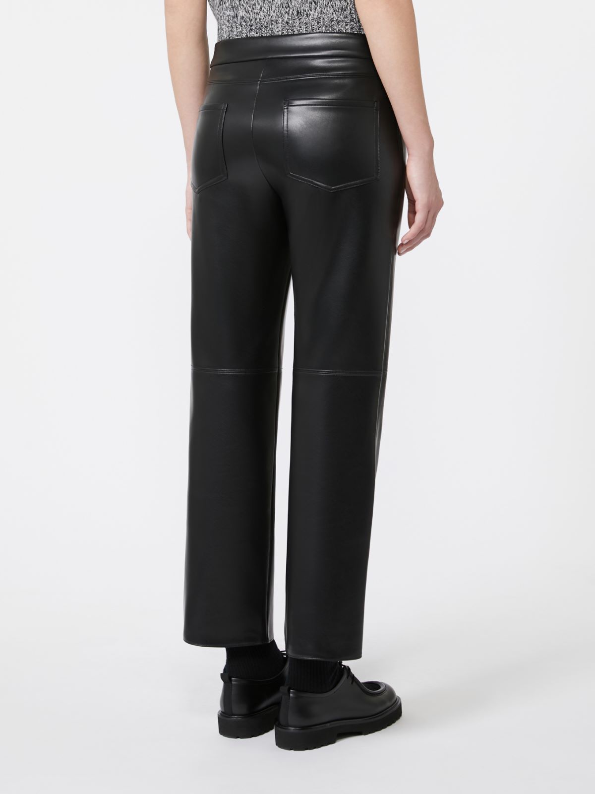 Coated fabric slim trousers - BLACK - Max Mara - 3