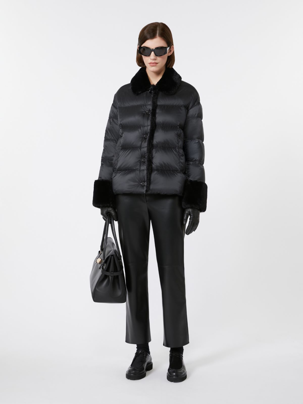 Coated fabric slim trousers - BLACK - Max Mara