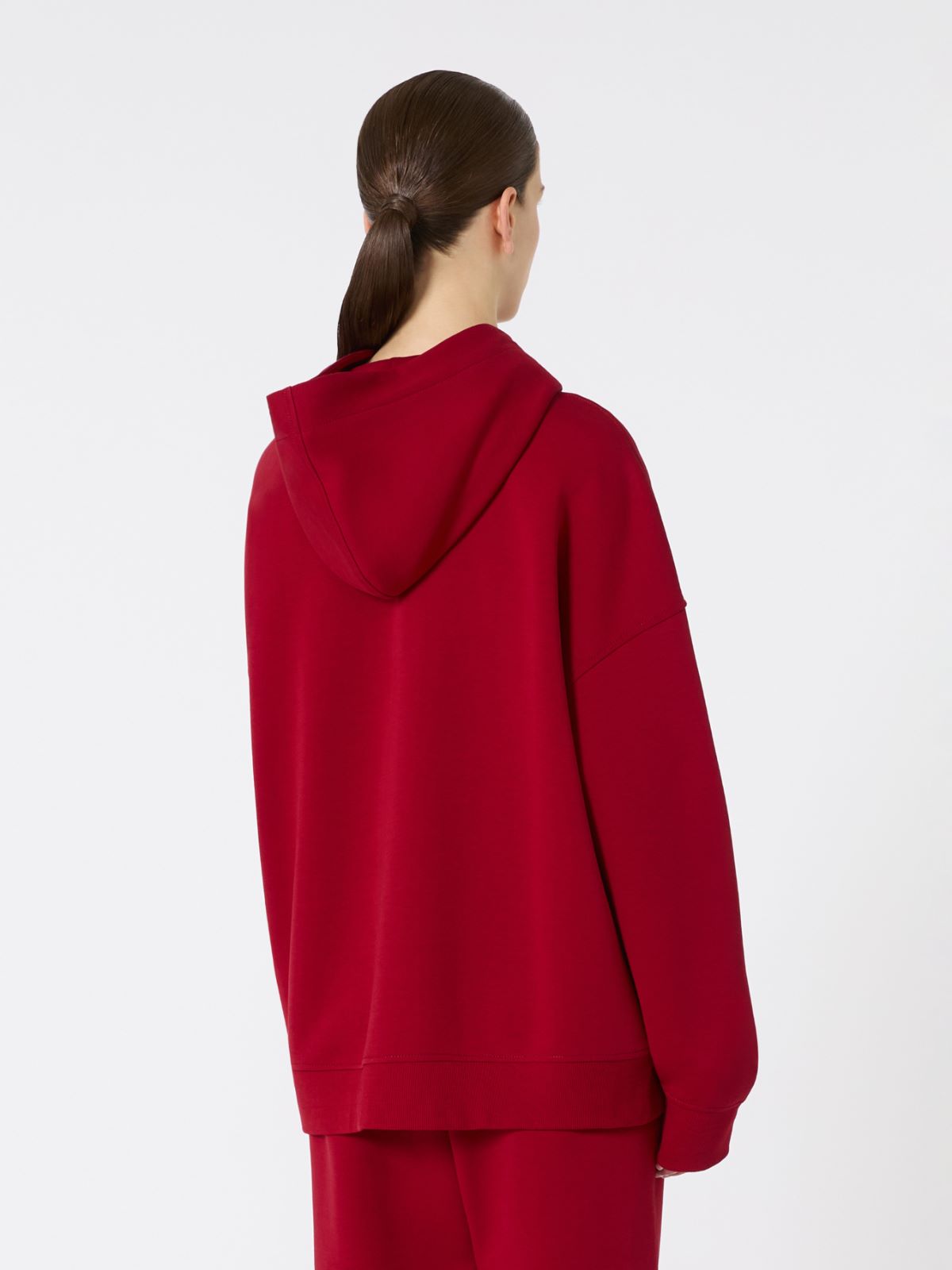 Cotton jersey hoodie - RED - Max Mara - 3