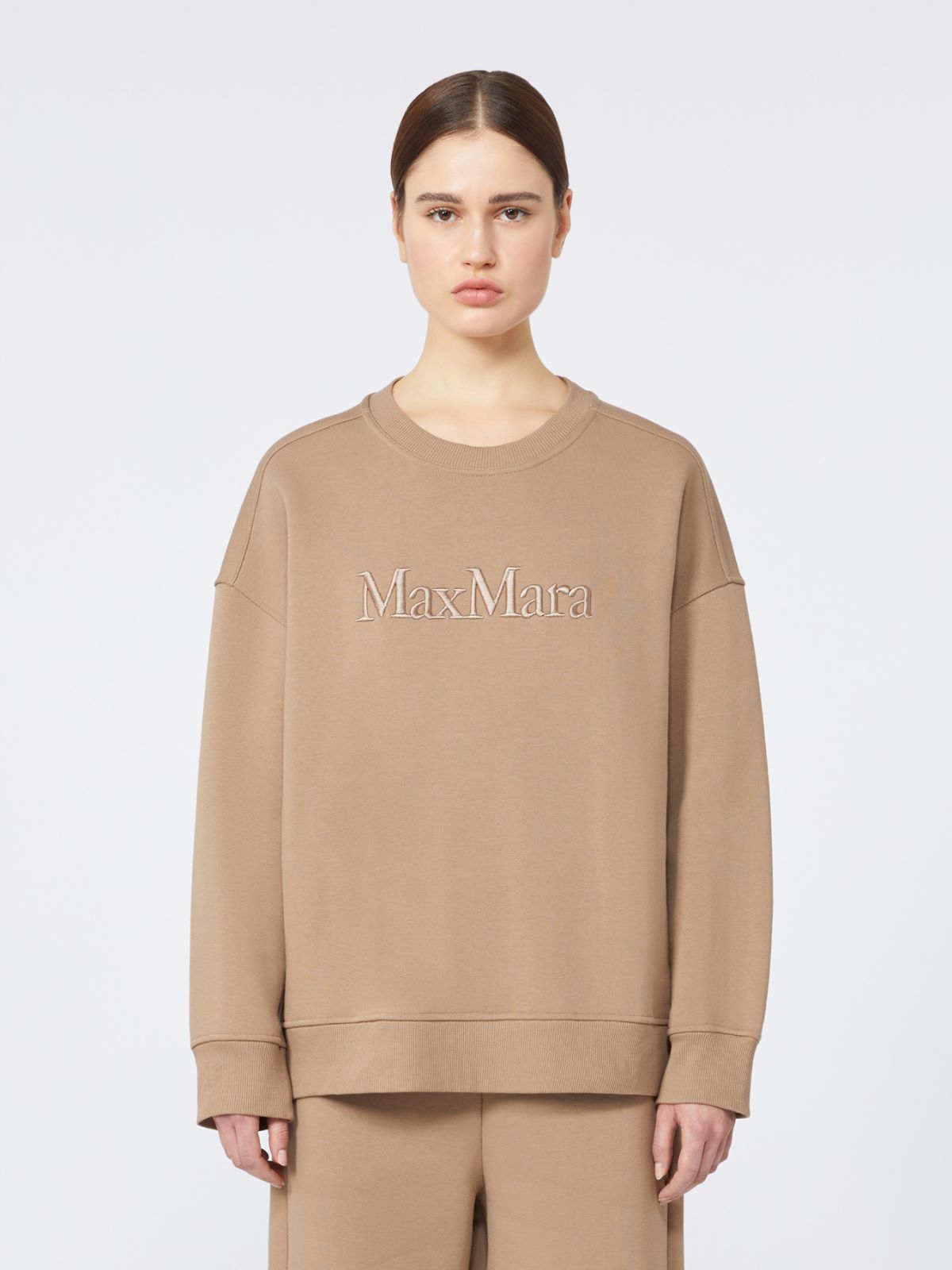 Cotton sweatshirt with logo - BISCUIT - Max Mara - 2