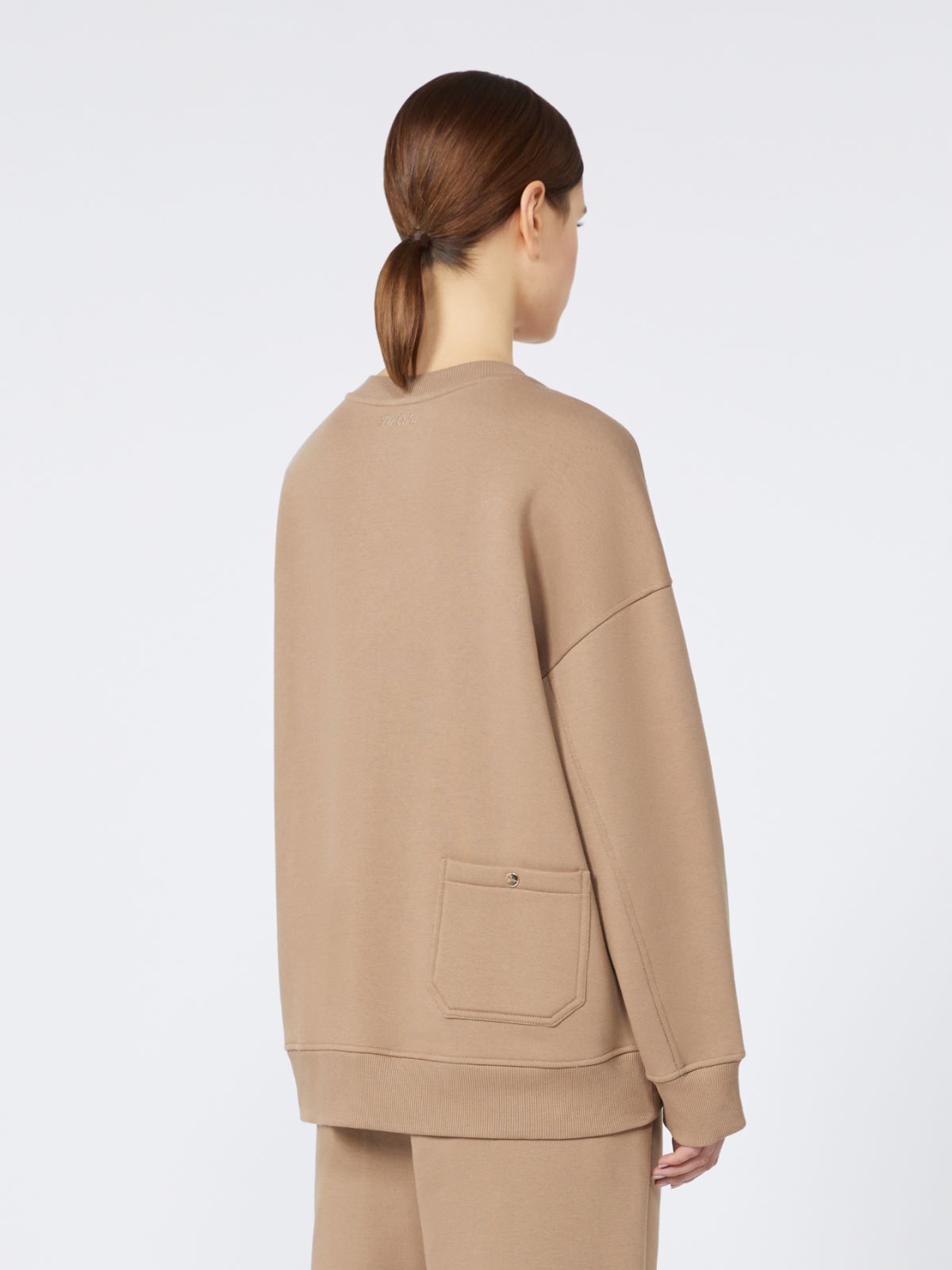 Cotton sweatshirt with logo - BISCUIT - Max Mara - 3