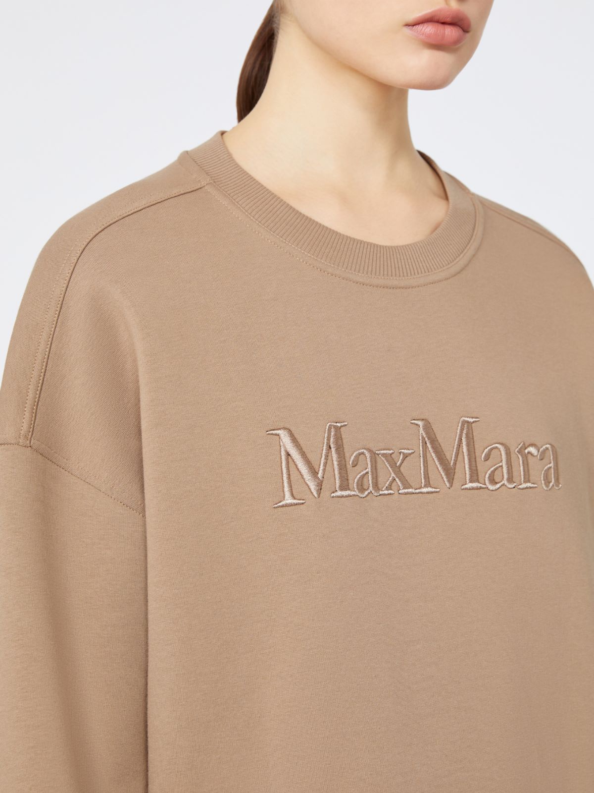 Cotton sweatshirt with logo - BISCUIT - Max Mara - 4