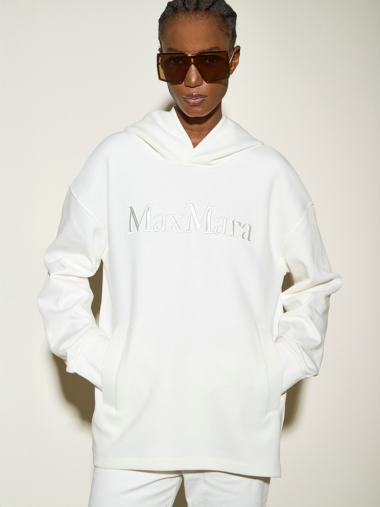 Oversized cotton jersey sweatshirt + WHITE - Max Mara