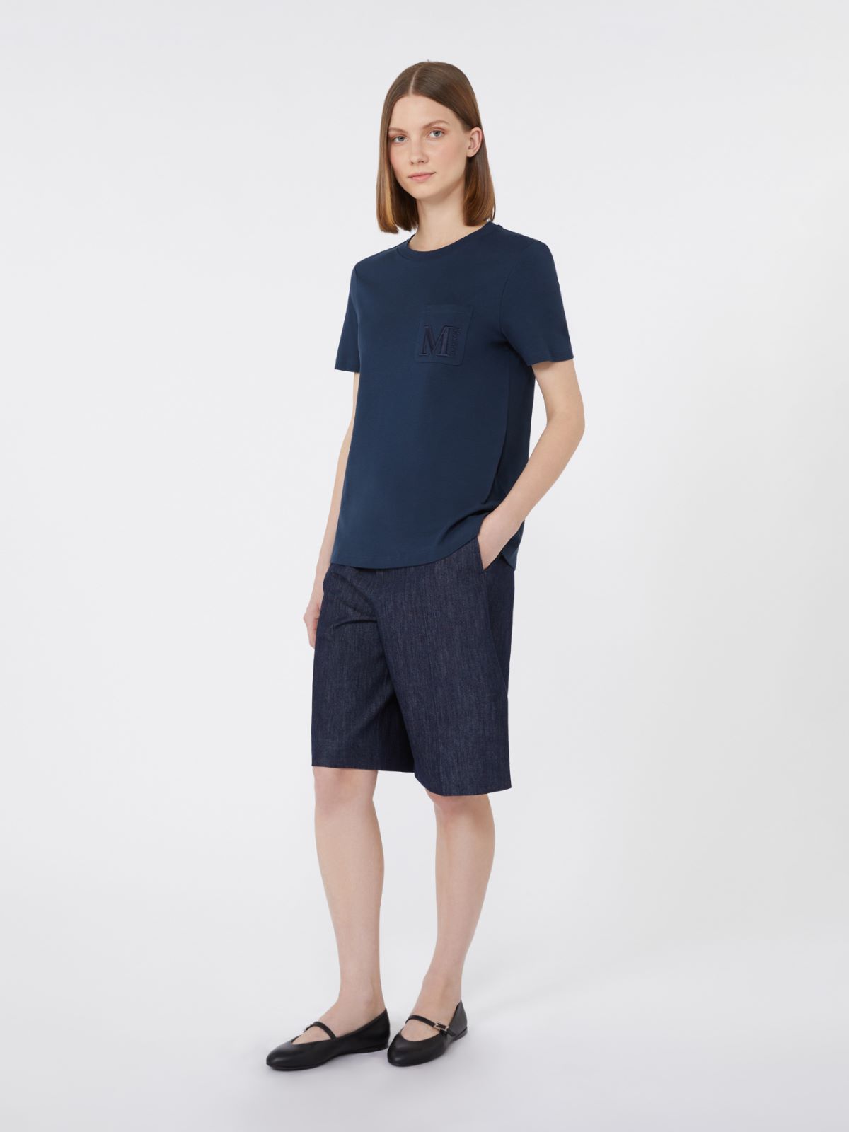 Camiseta de punto de algodón - AZUL MARINO - Max Mara