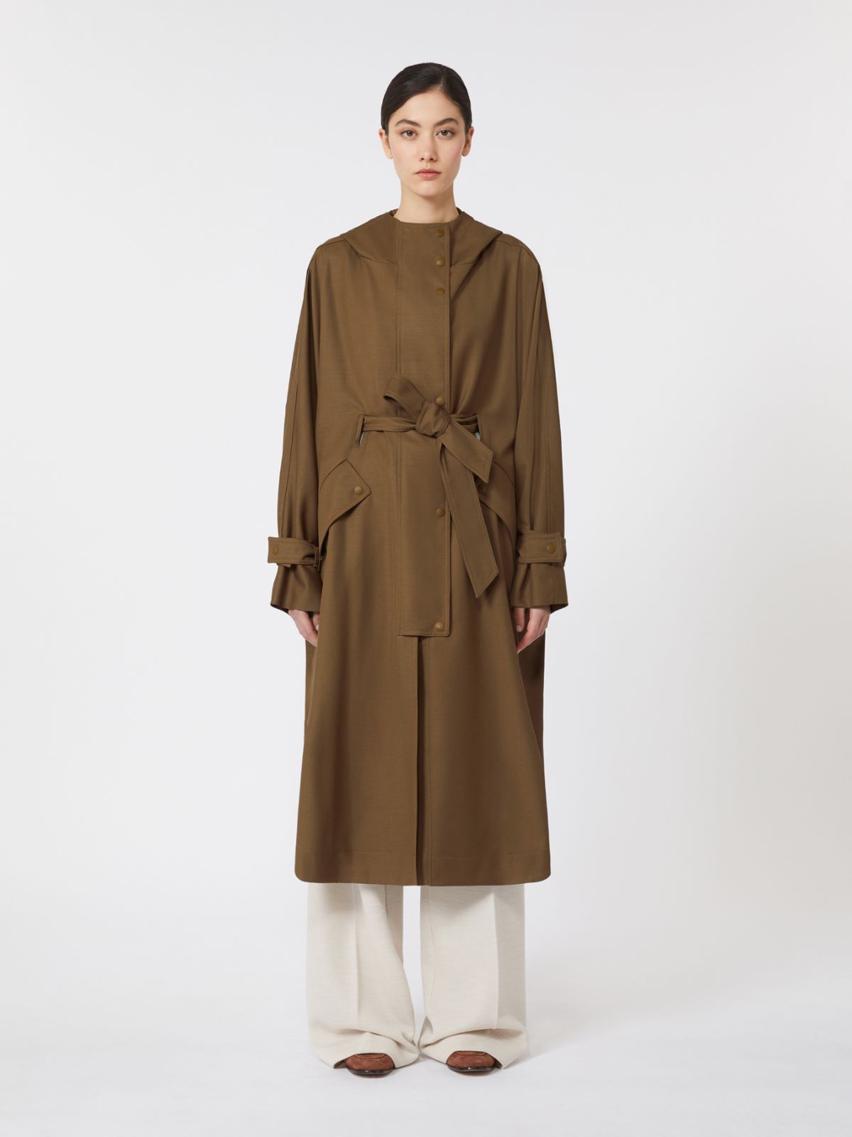 Water-repellent wool gabardine duster coat - BROWN - Max Mara - 5