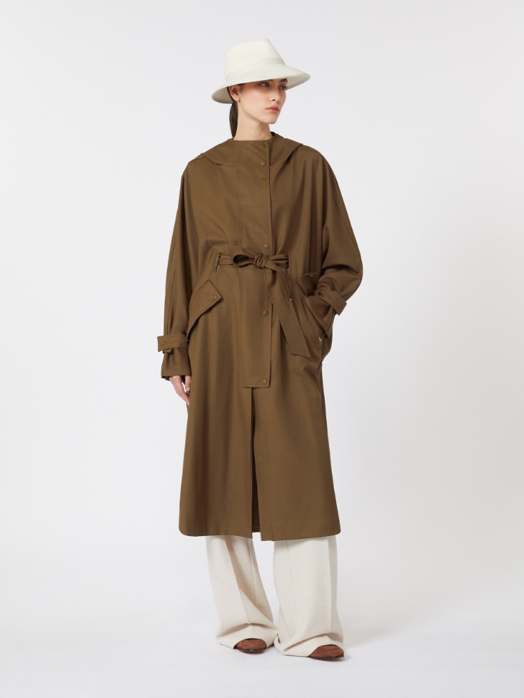 Water-repellent wool gabardine duster coat - BROWN - Max Mara