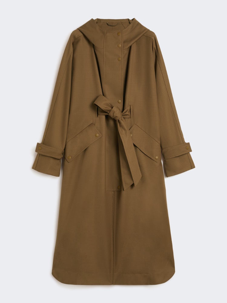 Water-repellent wool gabardine duster coat - BROWN - Max Mara