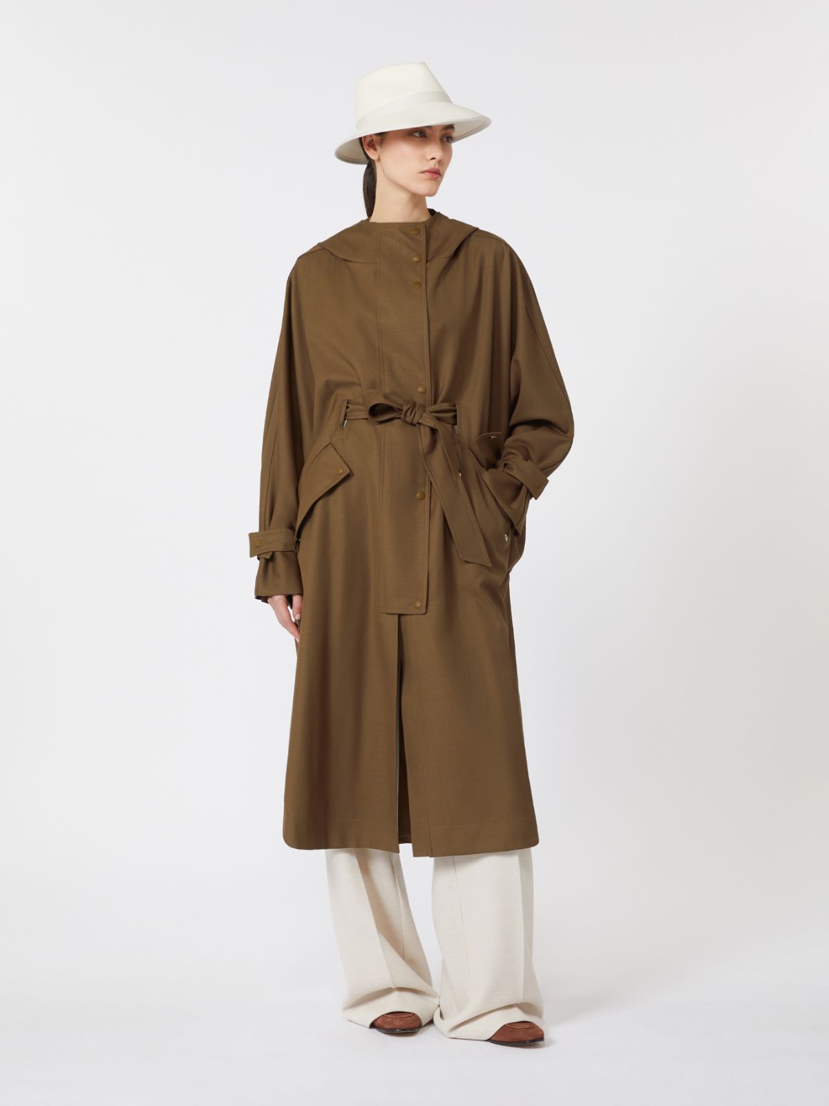 Water-repellent wool gabardine duster coat - BROWN - Max Mara - 5