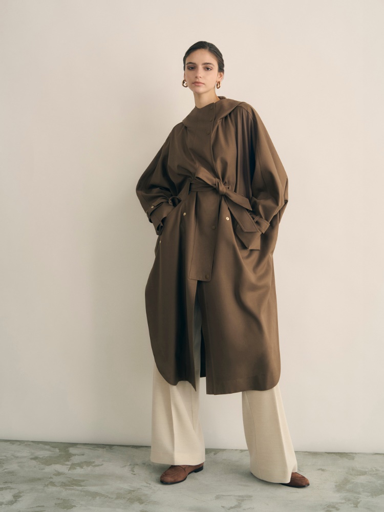 Water-repellent wool gabardine duster coat + BROWN - Max Mara