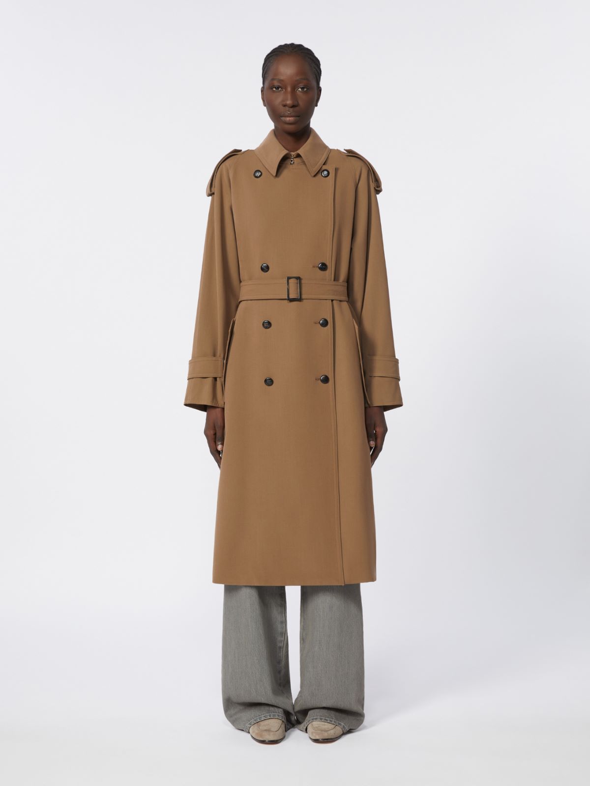 Water-repellent wool gabardine trench coat - BROWN - Max Mara - 6