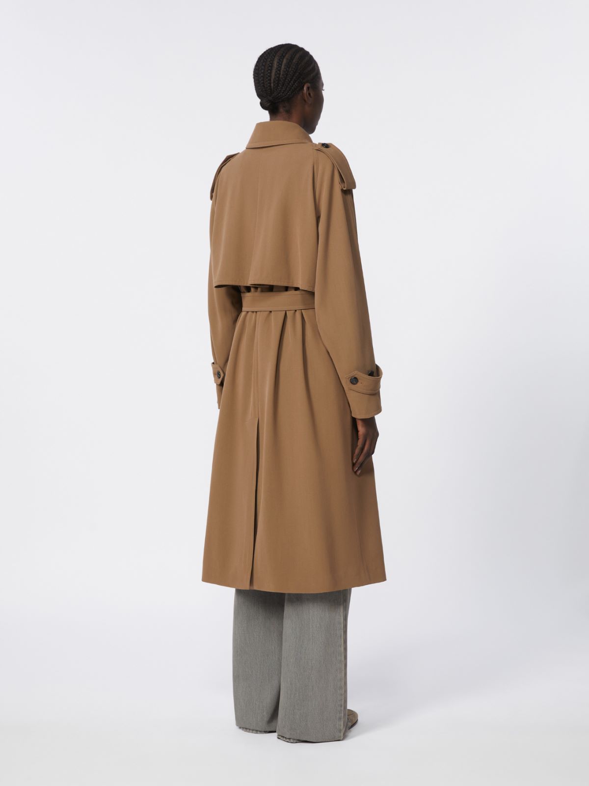 Water-repellent wool gabardine trench coat - BROWN - Max Mara - 6