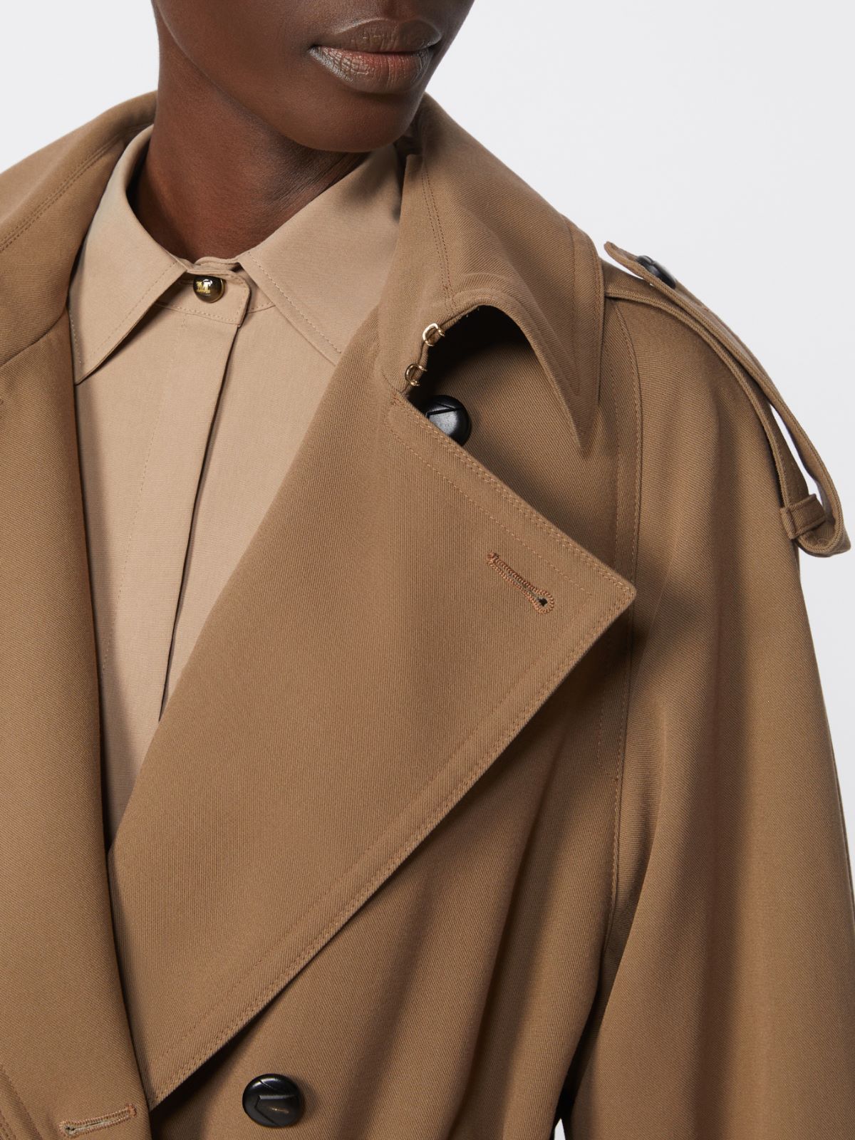 Water-repellent wool gabardine trench coat - BROWN - Max Mara - 6