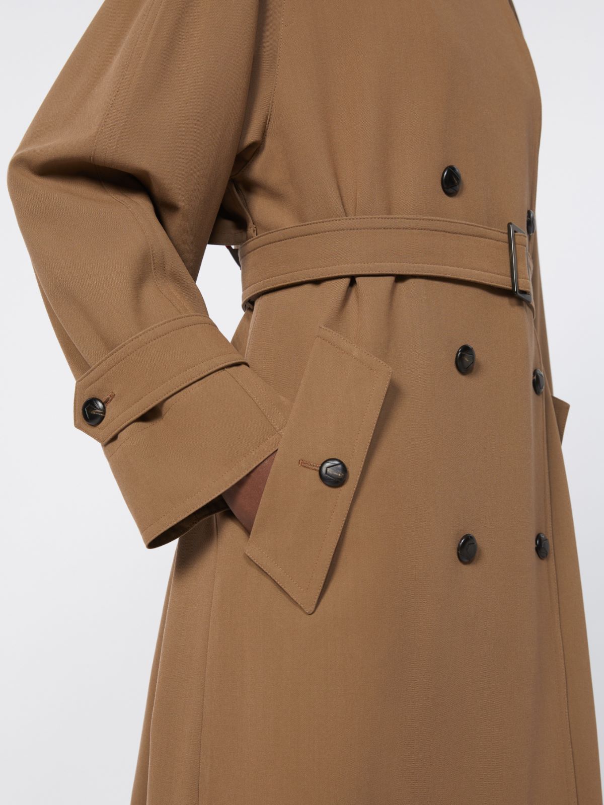 Water-repellent wool gabardine trench coat - BROWN - Max Mara - 6
