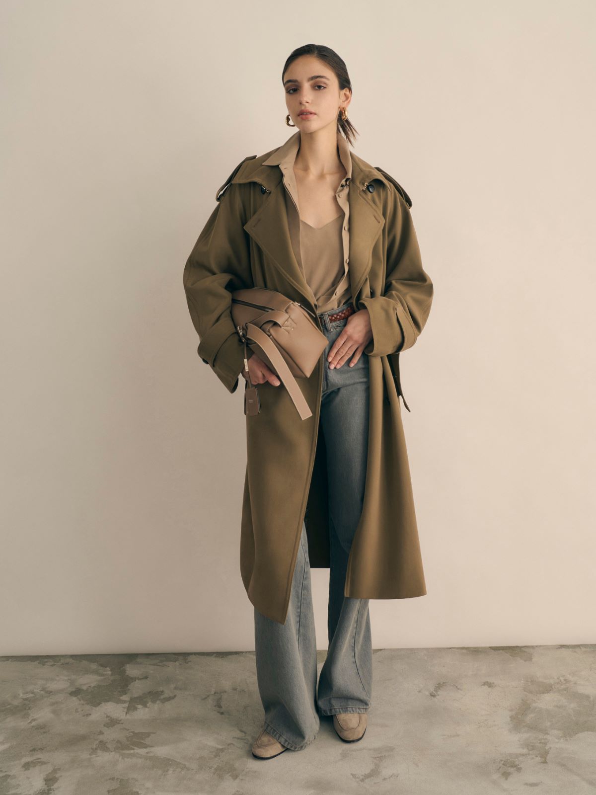 Water-repellent wool gabardine trench coat + BROWN - Max Mara