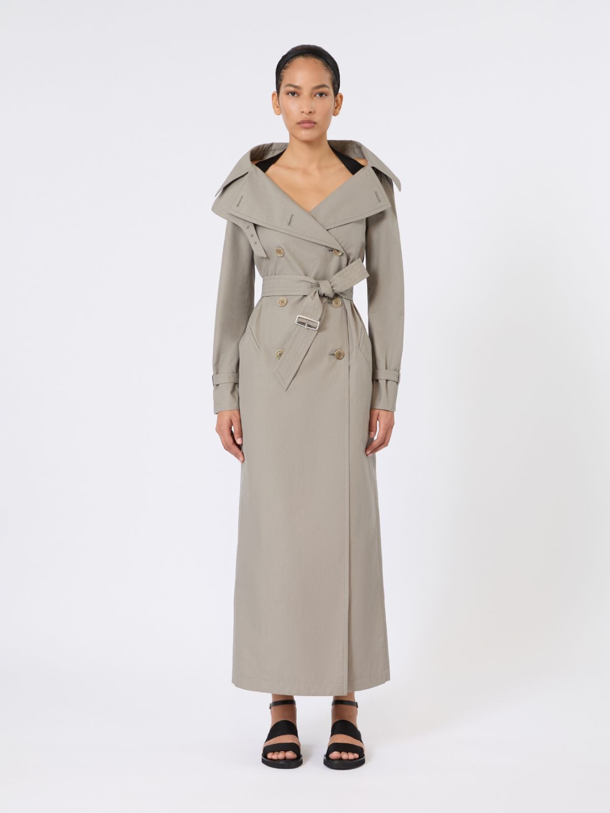 Long water-repellent cotton twill trench coat - MEDIUM GREY - Max Mara - 2
