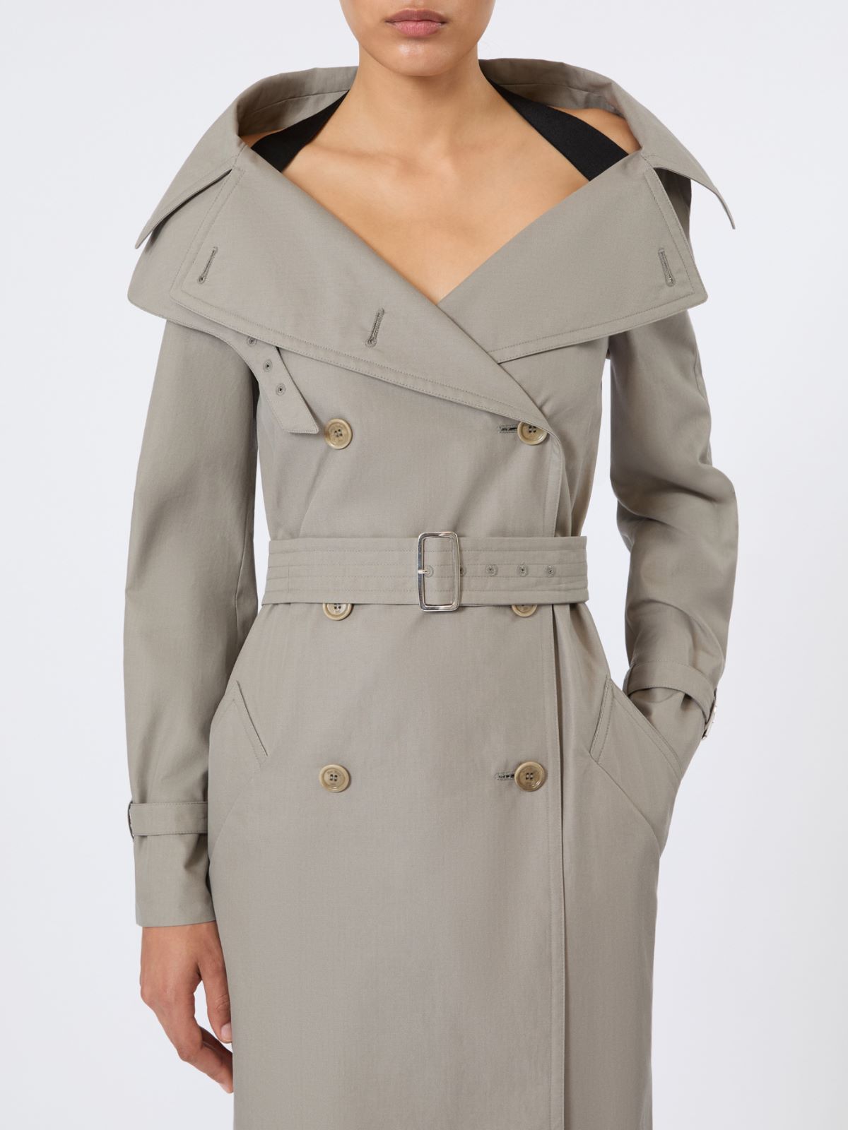 Long water-repellent cotton twill trench coat - MEDIUM GREY - Max Mara - 4