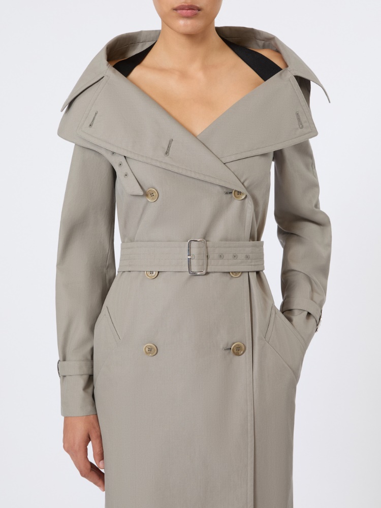 Long water-repellent cotton twill trench coat - MEDIUM GREY - Max Mara - 4